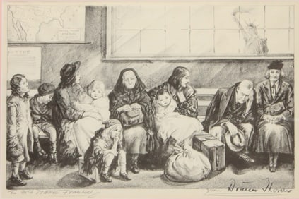 Diana Thorne, 1895-1963, The Immigrants Await Their Fate, Lithograph