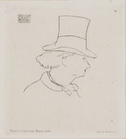 Edouard Manet, French 1832-1883, Charles Baudelaire, Drypoint