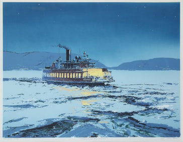 John F Gould, 1906-1996, Coming Home for Christmas, Serigraph