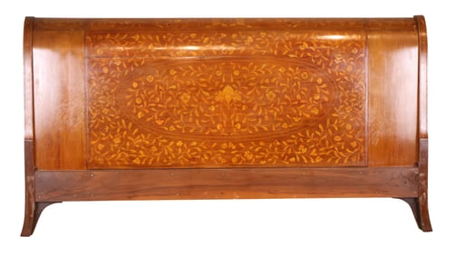 Dutch Marquetry Inlaid Mahogany Headboard