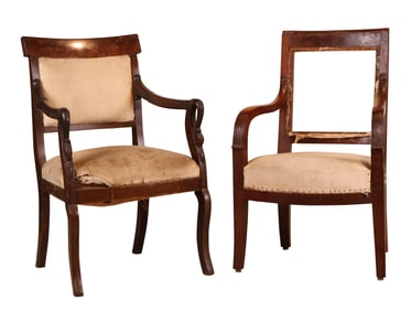 Two Empire Mahogany Armchairs