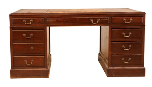 George III Style Mahogany Two Pedestal Desk