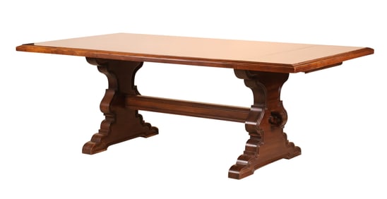 Baroque Style Oak Trestle Base Dining Table