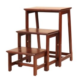 Contemporary Mahogany Library Steps/Stool