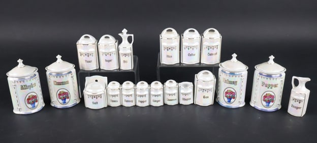 Nineteen Piece Porcelain Canister Set