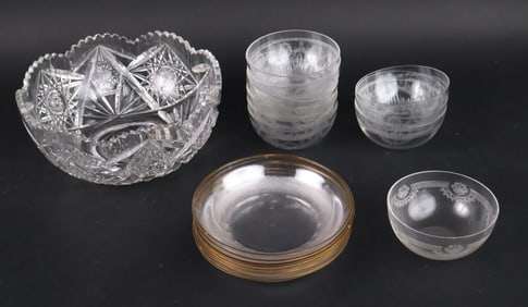 Group of Colorless Glass Table Articles