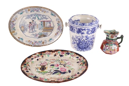 Two Transfer Decorated Ironstone Platters