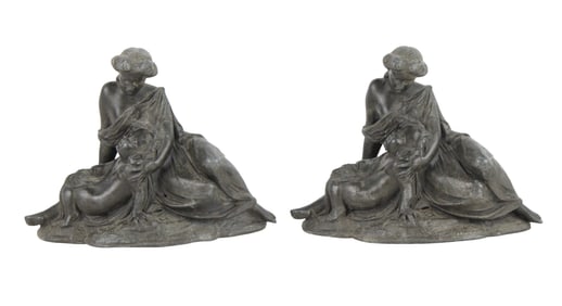 Pair of Patinated Metal Victorian Bookends