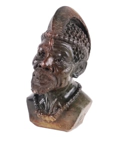 Carved Hardstone Bust of an African Chief