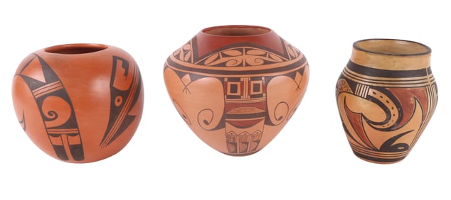 K. Colleteta & A. Sandia Southwest American Indian Pueblo Pottery Olla