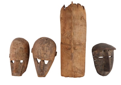Four African Carved Wood Tribal Masks