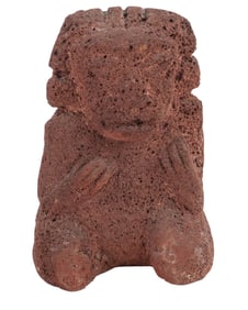 Mayan Carved Volcanic Stone Kneeling Deity
