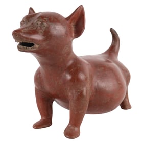 Colima Style Burnished Redware Dog