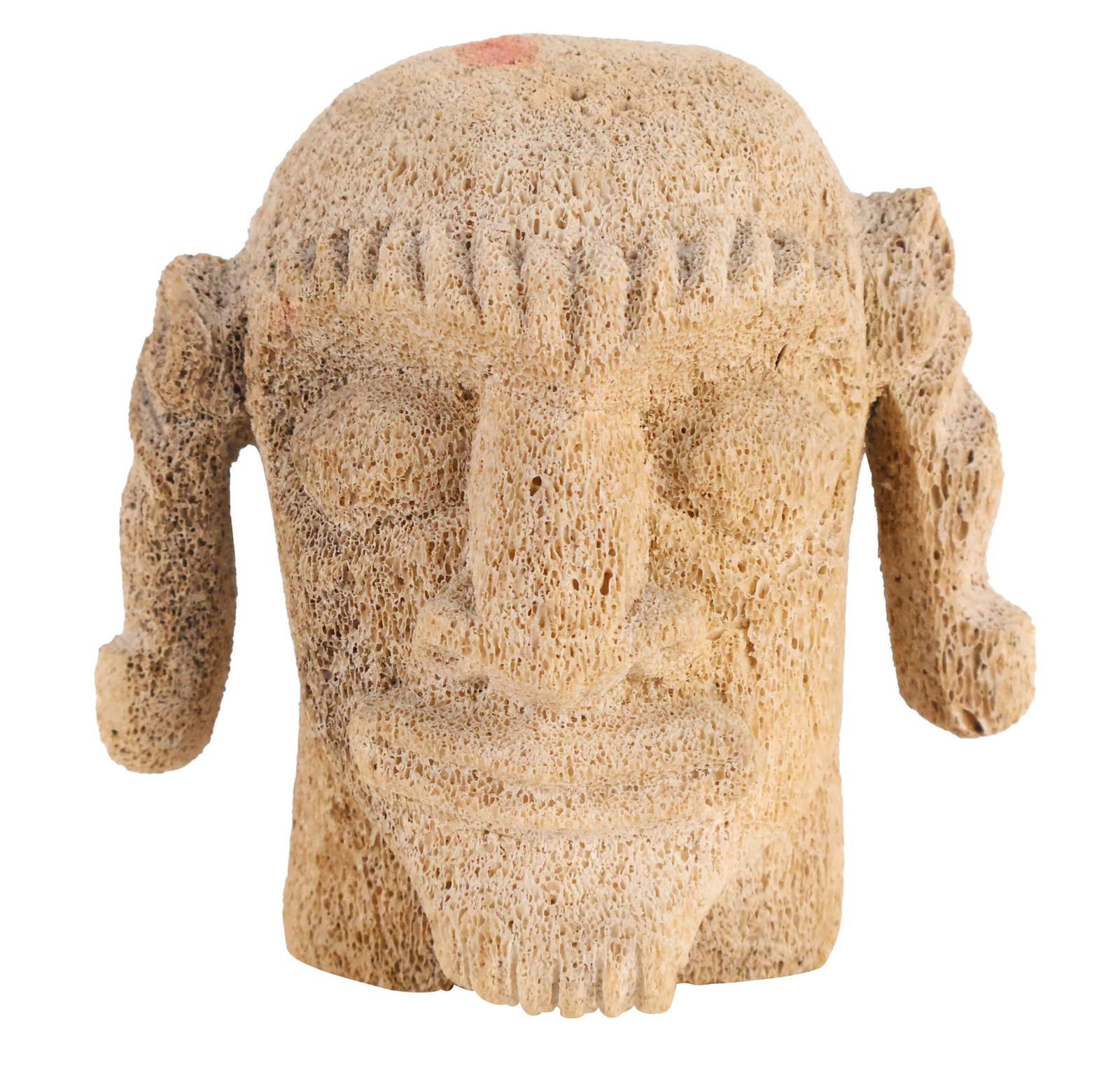 Volcanic Stone Carved Head of a Bearded Warrior (1 of 9)