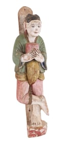 Painted Carved Wood Buddhist Figure