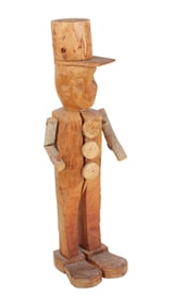 Folk Carved Pine and Cedar Figure of a Man