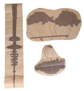 Glen Rubsamen, American 1959-, Funkturm Fern Bar, 3 Vinyl Decals: Glen RubsamenAmerican, 1959-Funkturm Fern Bar3 Vinyl DecalsWith Rita McBride, comprising two plants and one tower.Provenance: The Estate of Theodore A BoninTallest 68 1/2 x 12 3/4 in. (174 x 32.4 cm.)