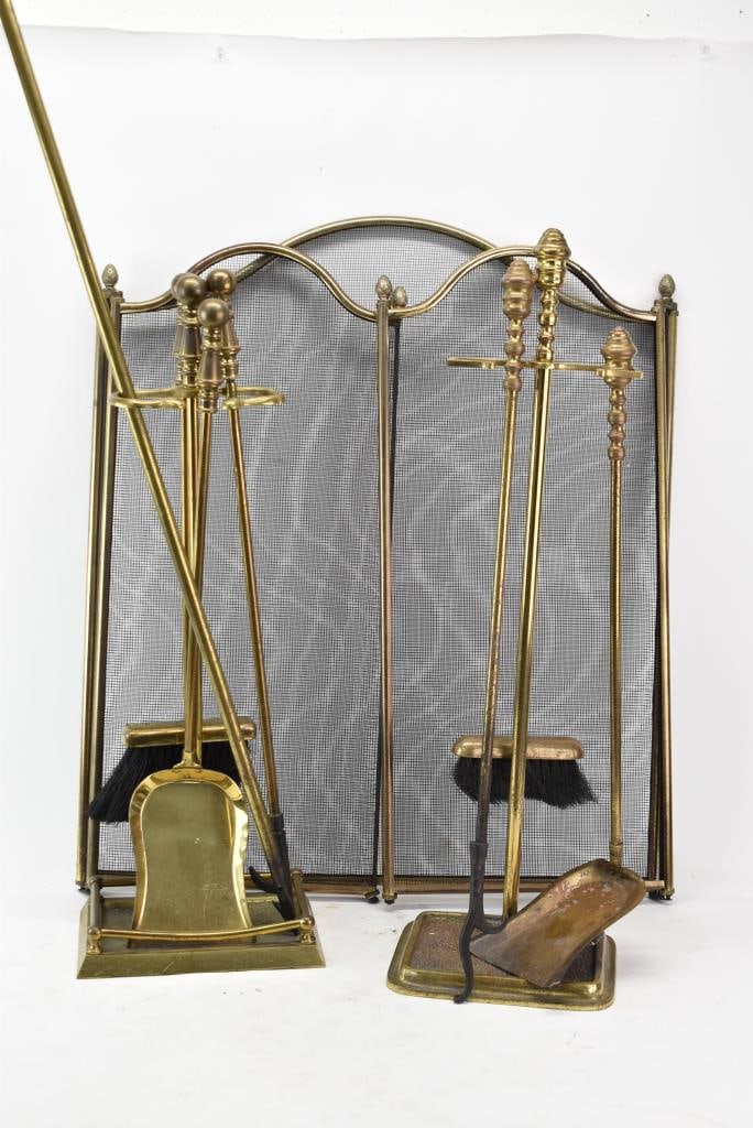 Two Sets of Brass Fireplace Tools (1 of 7)