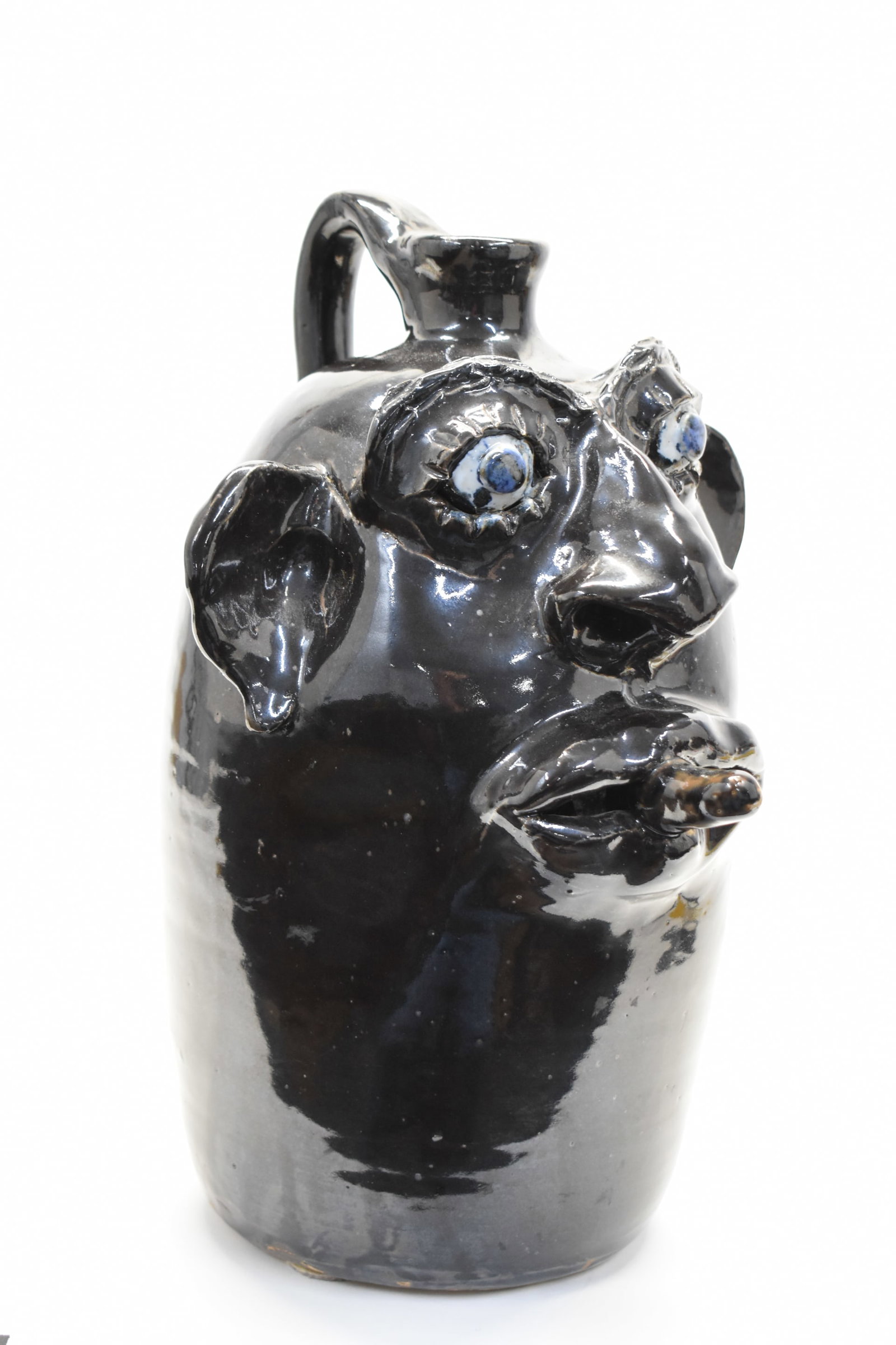 Contemporary Dark Brown Glazed Face Jug (1 of 6)