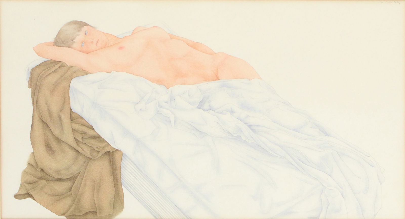 Dewitt Hardy, American 1940-2017, Reclining Nude Woman, Watercolor on Paper: Dewitt HardyAmerican, 1940-2017Reclining Nude WomanWatercolor on PaperSigned in pencil u.r.Sight: 13 1/4 x 24 1/4 in. (33.7 x 61.6 cm.), Frame: 23 x 33 in. (58.4 x 83.8 cm.)