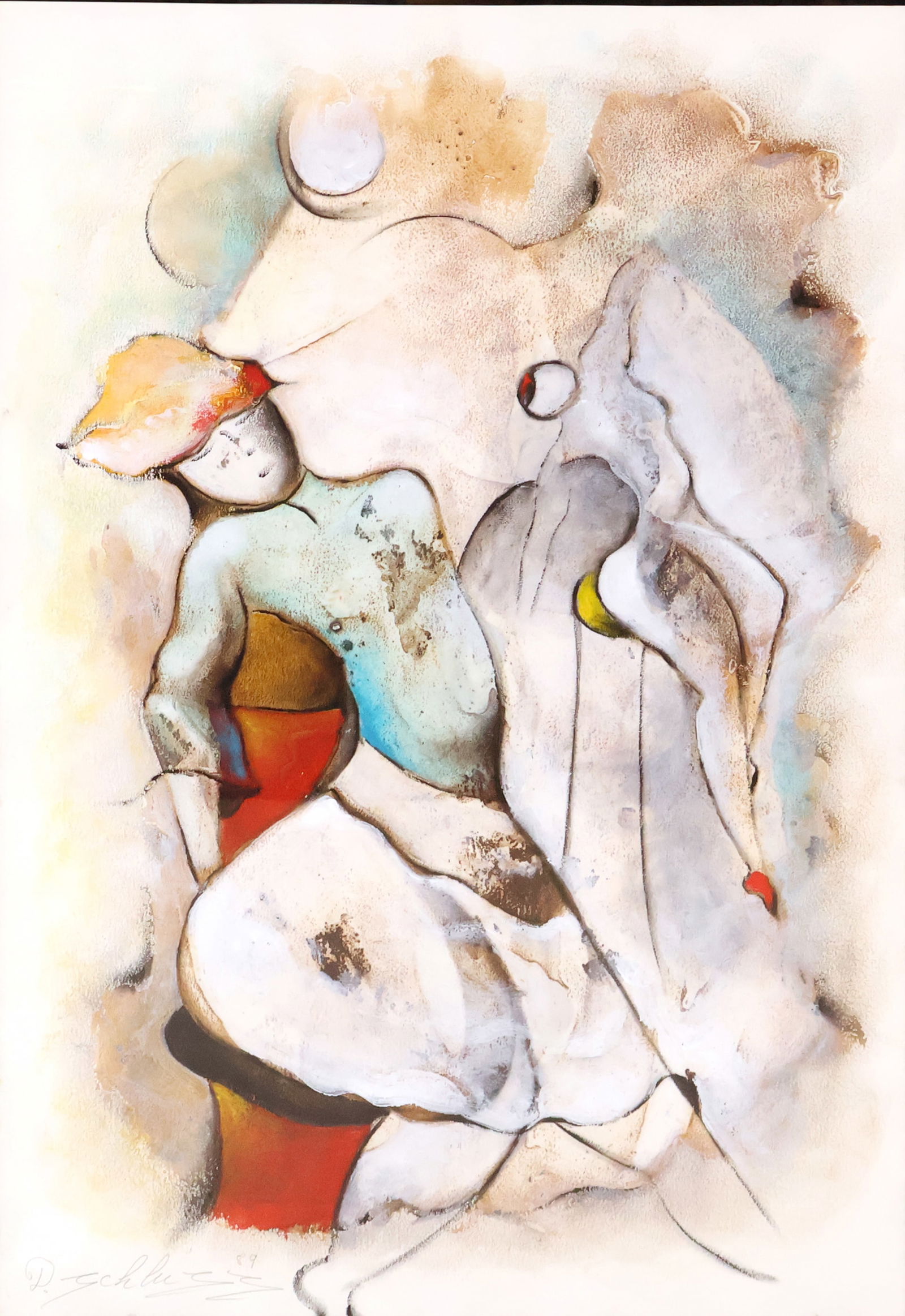 David Schluss, American 1943-, Dancing Figure, Mixed Media on Paper (1 of 13)