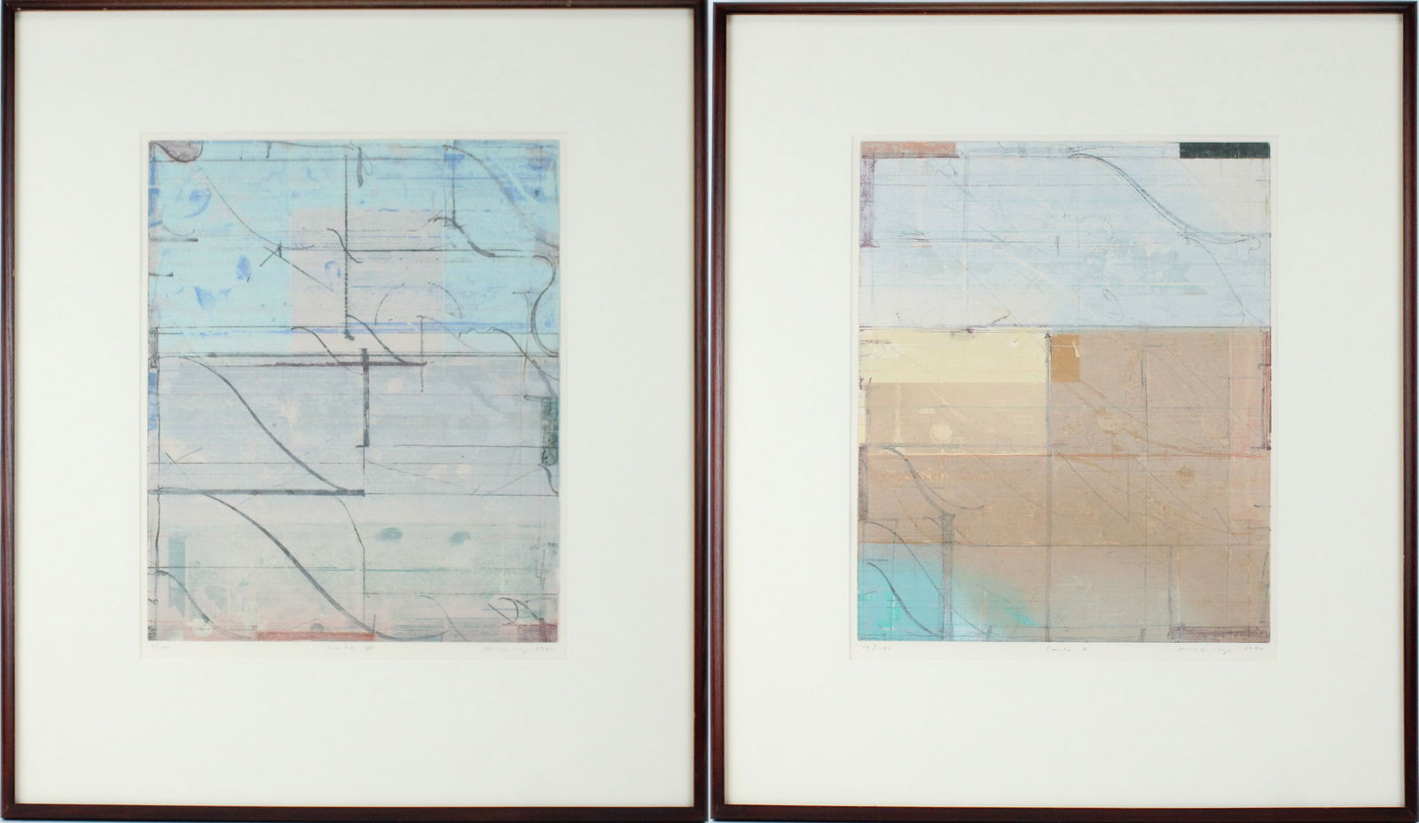 Robert (1956) Kelly, American 1956-, Canta II and Canta I, Monoprint (1 of 15)