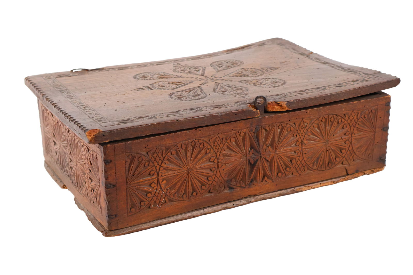 William and Mary Chip Carved Oak Valuables Box (1 of 8)