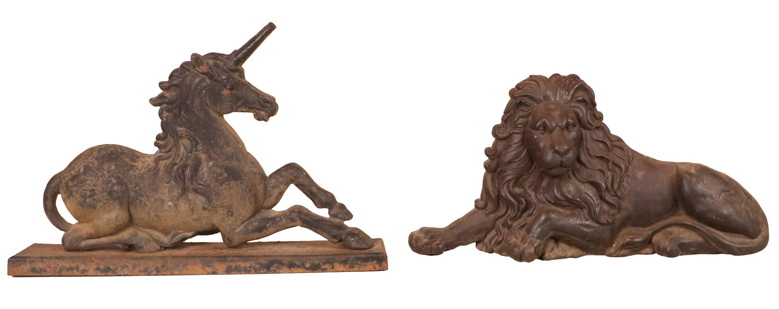 Lion and Unicorn Cast Iron Andirons / Bootscrapers (1 of 13)