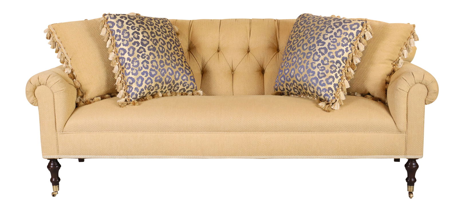 Contemporary Gold-Upholstered Sofa (1 of 14)