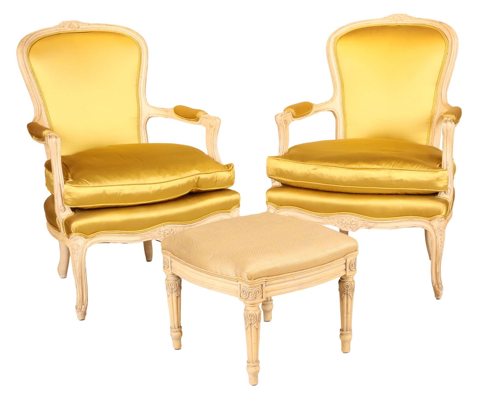 Pair of Louis XV Style Painted Fauteuils (1 of 11)