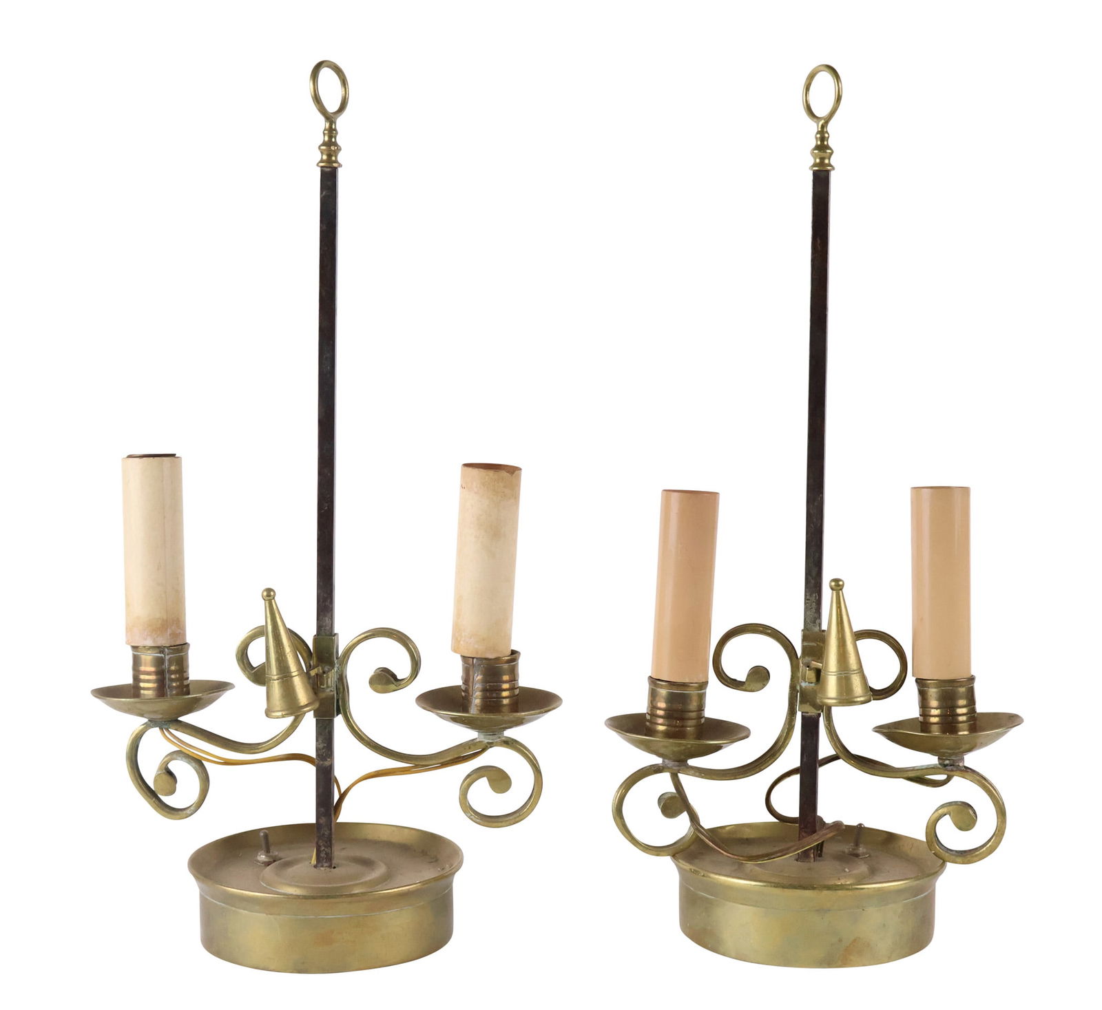 Pair of Brass Two Light Student Lamps (1 of 8)