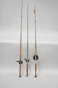 Three Vintage Bamboo Fishing Rods