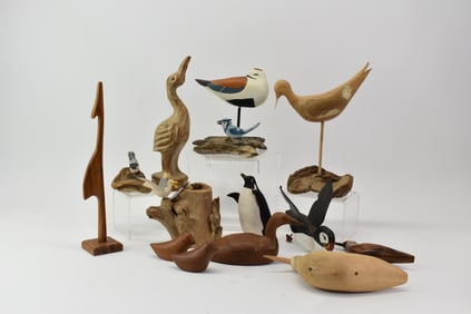 Group of Assorted Wood Carvings of Birds