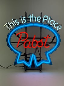 Vintage Pabst Blue Ribbon Beer Neon Sign