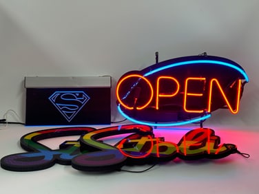 Group of Four Assorted Lighted Signs
