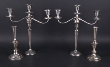 Pair of John Wanamaker Sterling Three-light Candelabra