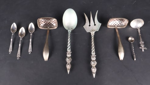 Continental 800 Silver Spiral Twist Serving Fork and Spoon