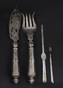 Twelve 1886 Dutch Silver Lobster Picks