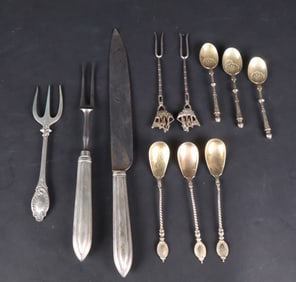 Dutch Silver Carving Fork and Knife