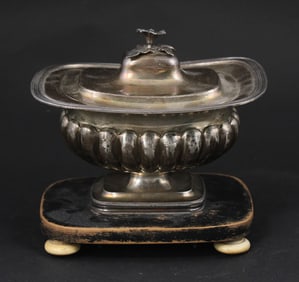 Dutch Silver Footed and Covered Condiment on Stand