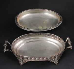 Ornate German 800 Silver Double Handled Tray