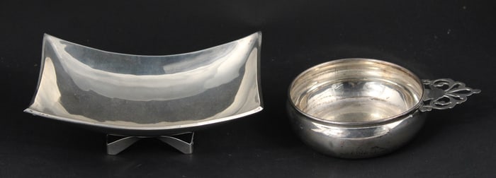 Mexican Sterling Silver Modern Rectangular Footed Bowl