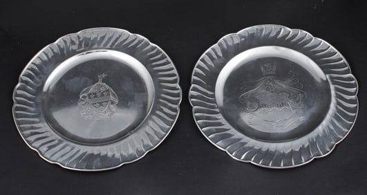 Two Similar Continental Silver Plates