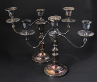 Pair of Early Sheffield Plate Telescoping Candelabra