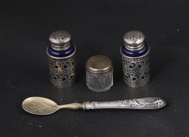 Six European Aspic Silver Serving Spoons