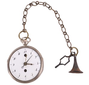 Unusual Swiss 19th C. Fusee Watch with Alarm
