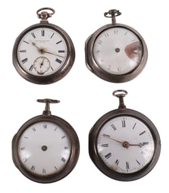 Four English Silver Pair-Cased Watches