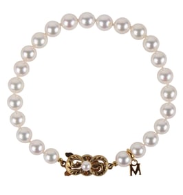 Mikimoto 18K Yellow Gold and Pearl Bracelet
