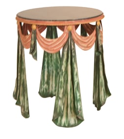 Faux-Drapery Marble Top Round Table