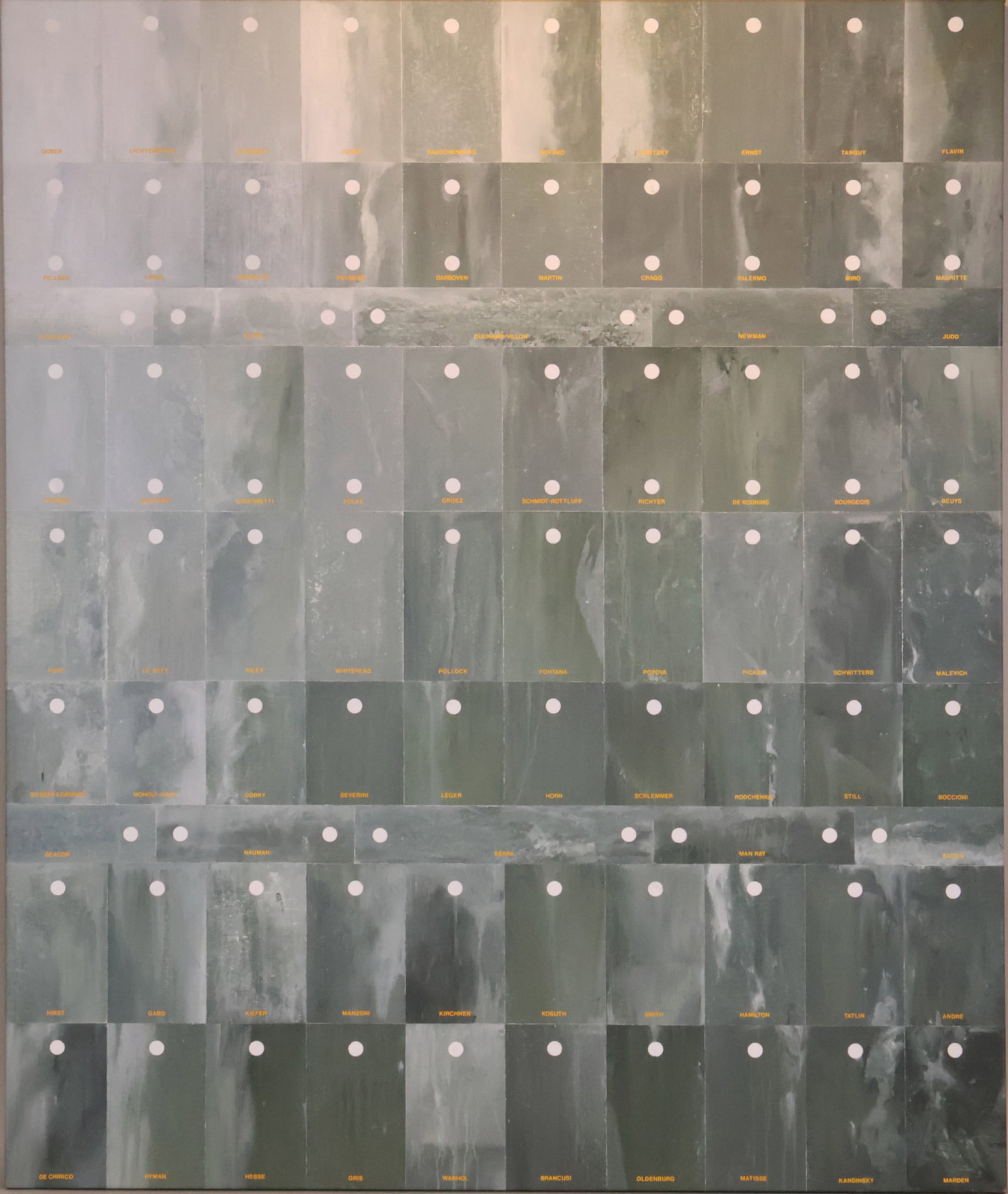 Attrib. to Keith Milow, 1945, Waterloo, Acrylic on Canvas: Attrib. to Keith Milow 1945 Waterloo Acrylic on Canvas Signed verso, dated 1998. Provenance: The Estate of Susan Chalom, New York, NY 72 x 59 1/2 in. (182.9 x 151.1 cm.)